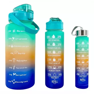 Motivations-Sportflasche 3in1, 2000 ml   900 ml   300 ml