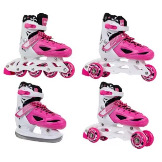 Rollschuhe 4in1 Enero KIDS - rosa und weiß