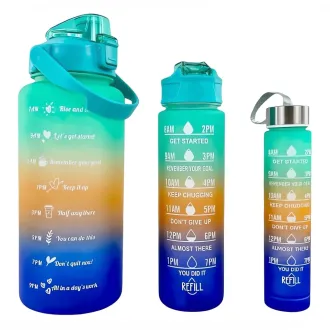 Motivations-Sportflasche 3in1, 2000 ml   900 ml   300 ml