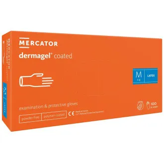 DERMAGEL COATED - Latex puderfreie Körperhandschuhe, Innenschicht Polymer, 100 Stück DERMAGEL COATED - Latex puderfreie Körperhandschuhe, Innenschicht Polymer, 100 Stück