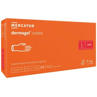 DERMAGEL COATED - Latex puderfreie Körperhandschuhe, Innenschicht Polymer, 100 Stück DERMAGEL COATED - Latex puderfreie Körperhandschuhe, Innenschicht Polymer, 100 Stück