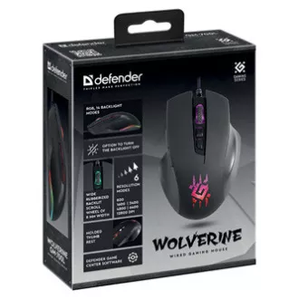 Defender Wolverine GM-700L RGB Maus kabelgebunden, schwarz, 12800DPI Defender Wolverine GM-700L RGB Maus kabelgebunden, schwarz, 12800DPI