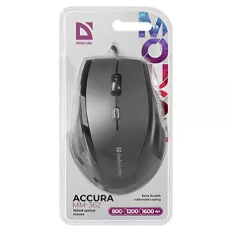 Kabelgebundene Maus, Defender Accura MM-362, schwarz, optisch, 1600DPI, SELL