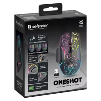 Defender Oneshot GM-067 LED-Maus kabellos, schwarz, 3200DPI