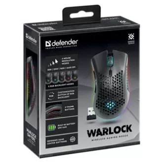 Defender Warlock GM-709L Maus kabellos, schwarz, 2400DPI