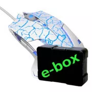 USB-Maus mit Kabel, E-blue Mazer Pro, weiß-blau, optisch, 2500DPI, e-box
