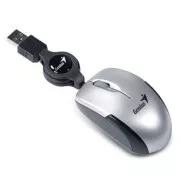 Kabelgebundene Maus, Genius Micro Traveler V2, silber, optisch, 1200DPI
