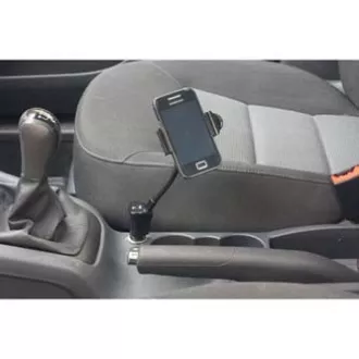 Halterung für Mobiltelefon, PDA, GPS Logo gelenkig, für Auto, in der Breite verstellbar, schwarz, Kunststoff, mit USB-Adapter 1,5 A, schwarz, mobil