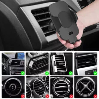 Autotelefonhalterung, mit kabelloser Aufladung, motorisierte Befestigung, Bewegungssensor, Qi, schwarz