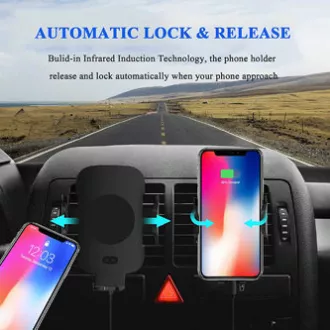 Autotelefonhalterung, mit kabelloser Aufladung, motorisierte Befestigung, Bewegungssensor, Qi, schwarz