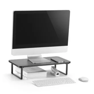 Monitorständer, Tastaturfach, Schnellmontage, schwarz, Stahl, Spanplatte, 20 kg Belastbarkeit, Powerton, ergo Monitorständer, Tastaturfach, Schnellmontage, schwarz, Stahl, Spanplatte, 20 kg Belastbarkeit, Powerton, ergo