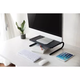 Monitorständer, Tastaturfach, schwarz, Stahl-Kunststoff, 20 kg Belastbarkeit, Powerton, ergo Monitorständer, Tastaturfach, schwarz, Stahl-Kunststoff, 20 kg Belastbarkeit, Powerton, ergo