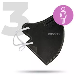 Nano-Atemschutzmaske, FFP2, schwarz, weiblich, 3 Stück, Nanolab