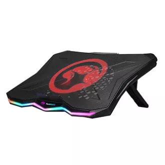 Laptop-Ständer, FN-40, farbig beleuchtet, mit Lüfter, schwarz-rot, Marvo, mit 2-Port-Hub, SELL