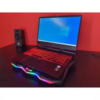 Laptop-Ständer, FN-40, farbig beleuchtet, mit Lüfter, schwarz-rot, Marvo, mit 2-Port-Hub, SELL