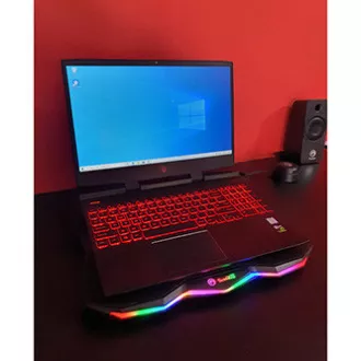 Laptop-Ständer, FN-40, farbig beleuchtet, mit Lüfter, schwarz-rot, Marvo, mit 2-Port-Hub, SELL