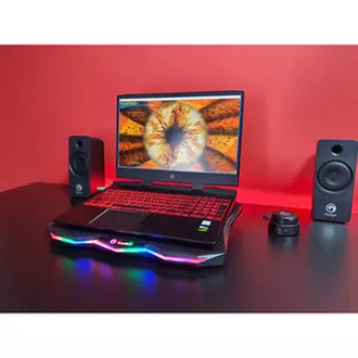 Laptop-Ständer, FN-40, farbig beleuchtet, mit Lüfter, schwarz-rot, Marvo, mit 2-Port-Hub, SELL