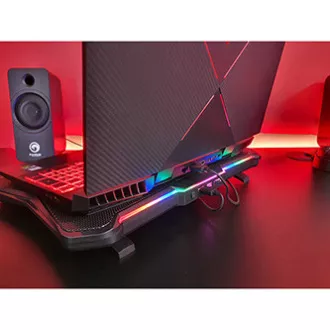 Laptop-Ständer, FN-40, farbig beleuchtet, mit Lüfter, schwarz-rot, Marvo, mit 2-Port-Hub, SELL
