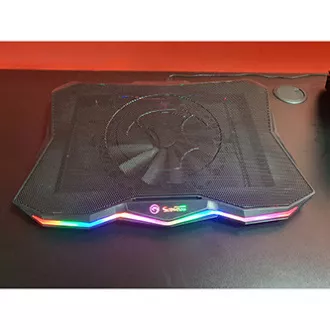 Laptop-Ständer, FN-40, farbig beleuchtet, mit Lüfter, schwarz-rot, Marvo, mit 2-Port-Hub, SELL