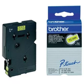 Brother Original-Farbband für Etikettendrucker, Brother, TC-691, schwarzer Druck/gelbe Rückseite, laminiert, 7,7 m, 9 mm Brother Original-Farbband für Etikettendrucker, Brother, TC-691, schwarzer Druck/gelbe Rückseite, laminiert, 7,7 m, 9 mm