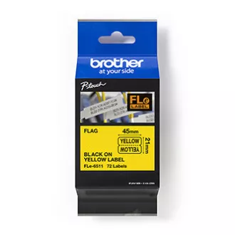 Brother Original-Etikettendruckerband, Brother, FLE-6511, schwarzer Druck/gelbe Rückseite, unlaminiert, 21mm, 45mm x 10.5mm, 72 Stück Brother Original-Etikettendruckerband, Brother, FLE-6511, schwarzer Druck/gelbe Rückseite, unlaminiert, 21mm, 45mm x 10.5mm, 72 Stück