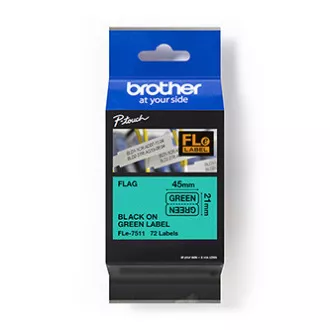 Brother Original-Farbband für Etikettendrucker, Brother, FLE-7511, schwarzer Druck/grünes Trägermaterial, unlaminiert, 21mm, 45mm x 10.5mm, 72k