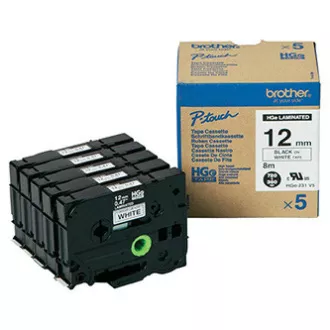 Brother Original-Farbband für Etikettendrucker, Brother, HGE-231, schwarzer Druck/weißes Trägermaterial, 8m, 12mm, 5 Stück pro Packung, Preis pro Packung Brother Original-Farbband für Etikettendrucker, Brother, HGE-231, schwarzer Druck/weißes Trägermaterial, 8m, 12mm, 5 Stück pro Packung, Preis pro Packung