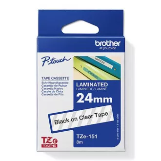 Brother Original-Farbband für Etikettendrucker, Brother, TZE-151, schwarzer Druck/durchsichtiges Trägermaterial, laminiert, 8m, 24mm Brother Original-Farbband für Etikettendrucker, Brother, TZE-151, schwarzer Druck/durchsichtiges Trägermaterial, laminiert, 8m, 24mm