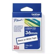 Brother Original Farbband für Etikettendrucker, Brother, TZE-261, schwarzer Druck/weißes Trägermaterial, laminiert, 8m, 36mm