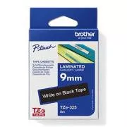 Brother Original Farbband für Etikettendrucker, Brother, TZE-325, weißer Druck/schwarzes Trägermaterial, laminiert, 8m, 9mm