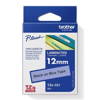Brother Original-Farbband für Etikettendrucker, Brother, TZE-531, schwarzer Druck/blaues Trägermaterial, laminiert, 8m, 12mm Brother Original-Farbband für Etikettendrucker, Brother, TZE-531, schwarzer Druck/blaues Trägermaterial, laminiert, 8m, 12mm
