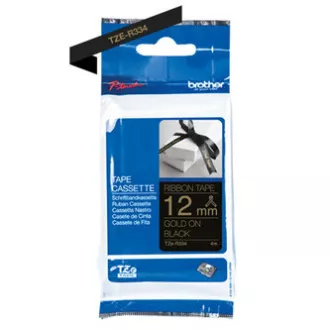 Brother original Farbband für Etikettendrucker, Brother, TZE-R334, goldfarbener Druck/schwarzes Trägermaterial, Textil, 4m, 12mm Brother original Farbband für Etikettendrucker, Brother, TZE-R334, goldfarbener Druck/schwarzes Trägermaterial, Textil, 4m, 12mm