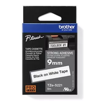 Brother original Etikettendruckerband, Brother, TZE-S221, schwarzer Druck/weißes Trägermaterial, laminiert, 8m, 9mm, extrem klebend Brother original Etikettendruckerband, Brother, TZE-S221, schwarzer Druck/weißes Trägermaterial, laminiert, 8m, 9mm, extrem klebend