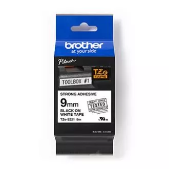 Brother original Etikettendruckerband, Brother, TZE-S221, schwarzer Druck/weißes Trägermaterial, laminiert, 8m, 9mm, extrem klebend Brother original Etikettendruckerband, Brother, TZE-S221, schwarzer Druck/weißes Trägermaterial, laminiert, 8m, 9mm, extrem klebend