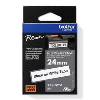 Brother Original-Farbband für Etikettendrucker, Brother, TZE-S251, schwarzer Druck/weißes Trägermaterial, laminiert, 8m, 24mm, stark haftend Brother Original-Farbband für Etikettendrucker, Brother, TZE-S251, schwarzer Druck/weißes Trägermaterial, laminiert, 8m, 24mm, stark haftend