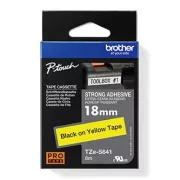 Brother original Etikettendruckerband, Brother, TZE-S641, schwarzer Druck/gelbe Rückseite, laminiert, 8m, 18mm, extrem klebend