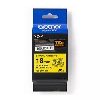 Brother original Etikettendruckerband, Brother, TZE-S641, schwarzer Druck/gelbe Rückseite, laminiert, 8m, 18mm, extrem klebend