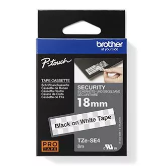 Brother original Etikettendruckerband, Brother, TZE-SE4, schwarzer Druck/weißes Trägermaterial, laminiert, 8m, 18mm, Versiegelung