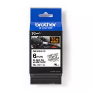 Brother Original Farbband für Etikettendrucker, Brother, TZE-FX211, schwarzer Druck/weißes Trägermaterial, laminiert, 8m, 6mm, flexibel