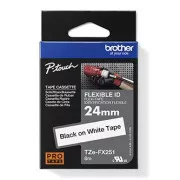 Brother Original Farbband für Etikettendrucker, Brother, TZE-FX251, schwarzer Druck/weißes Trägermaterial, laminiert, 8m, 24mm, flexibel