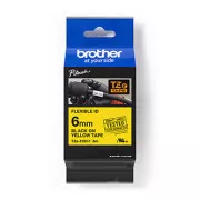 Brother Original-Farbband für Etikettendrucker, Brother, TZE-FX611, schwarzer Druck/gelbe Rückseite, laminiert, 8m, 6mm, flexibel