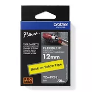 Brother Original-Farbband für Etikettendrucker, Brother, TZE-FX631, schwarzer Druck/gelbe Rückseite, laminiert, 8m, 12mm, flexibel