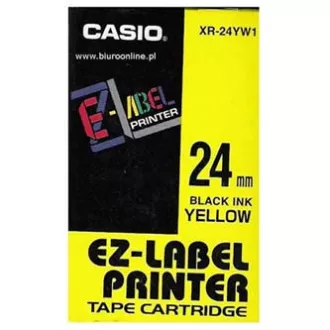 Casio Original-Farbband für Etikettendrucker, Casio, XR-24YW1, schwarzer Druck/gelbes Trägermaterial, unlaminiert, 8m, 24mm