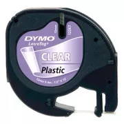 Dymo Original-Etikettendruckerband, Dymo, 12267, S0721530, schwarzer Druck/transparentes Trägermaterial, 4m, 12mm, LetraTag Kunststoffband
