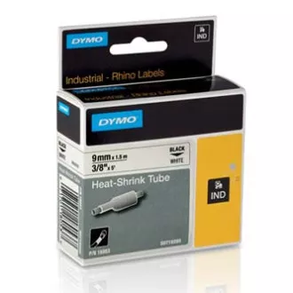 Dymo Original-Etikettendruckerband, Dymo, 18053, S0718280, schwarzer Druck/weißes Trägermaterial, 1,5 m, 9 mm, RHINO-Flachschrumpffolie