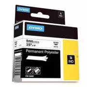 Dymo original Etikettendruckerband, Dymo, 18482, schwarzer Druck/weißes Trägermaterial, 5,5 m, 9 mm, RHINO permanentes Polyester D1