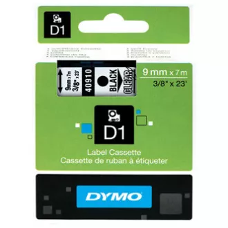 Dymo Original Farbband für Etikettendrucker, Dymo, 40910, S0720670, schwarzer Druck/transparentes Trägermaterial, 7m, 9mm, D1