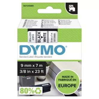 Dymo Original Farbband für Etikettendrucker, Dymo, 40913, S0720680, schwarzer Druck/weißes Trägermaterial, 7m, 9mm, D1 Dymo Original Farbband für Etikettendrucker, Dymo, 40913, S0720680, schwarzer Druck/weißes Trägermaterial, 7m, 9mm, D1