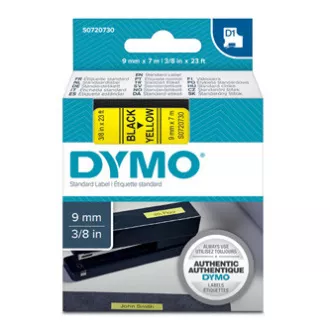 Dymo Original-Farbband für Etikettendrucker, Dymo, 40918, S0720730, schwarzer Druck/gelbes Trägermaterial, 7m, 9mm, D1