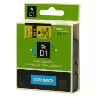 Dymo Original-Farbband für Etikettendrucker, Dymo, 40918, S0720730, schwarzer Druck/gelbes Trägermaterial, 7m, 9mm, D1